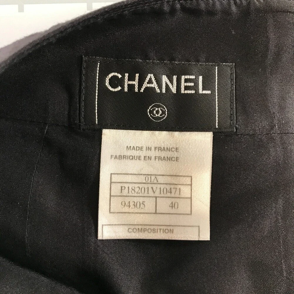 Vintage Chanel Pencil Skirt Womens 40 Black Cashmere Wool Blend Silk Lined 2001